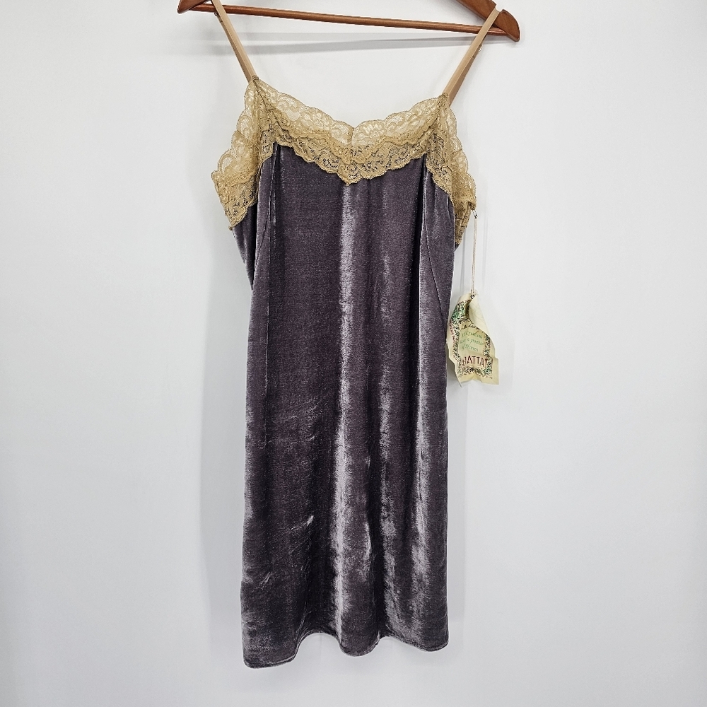 Arrata Silent Journey Lavender Velvet Knit Lace Cami Dress Womens Size Medium